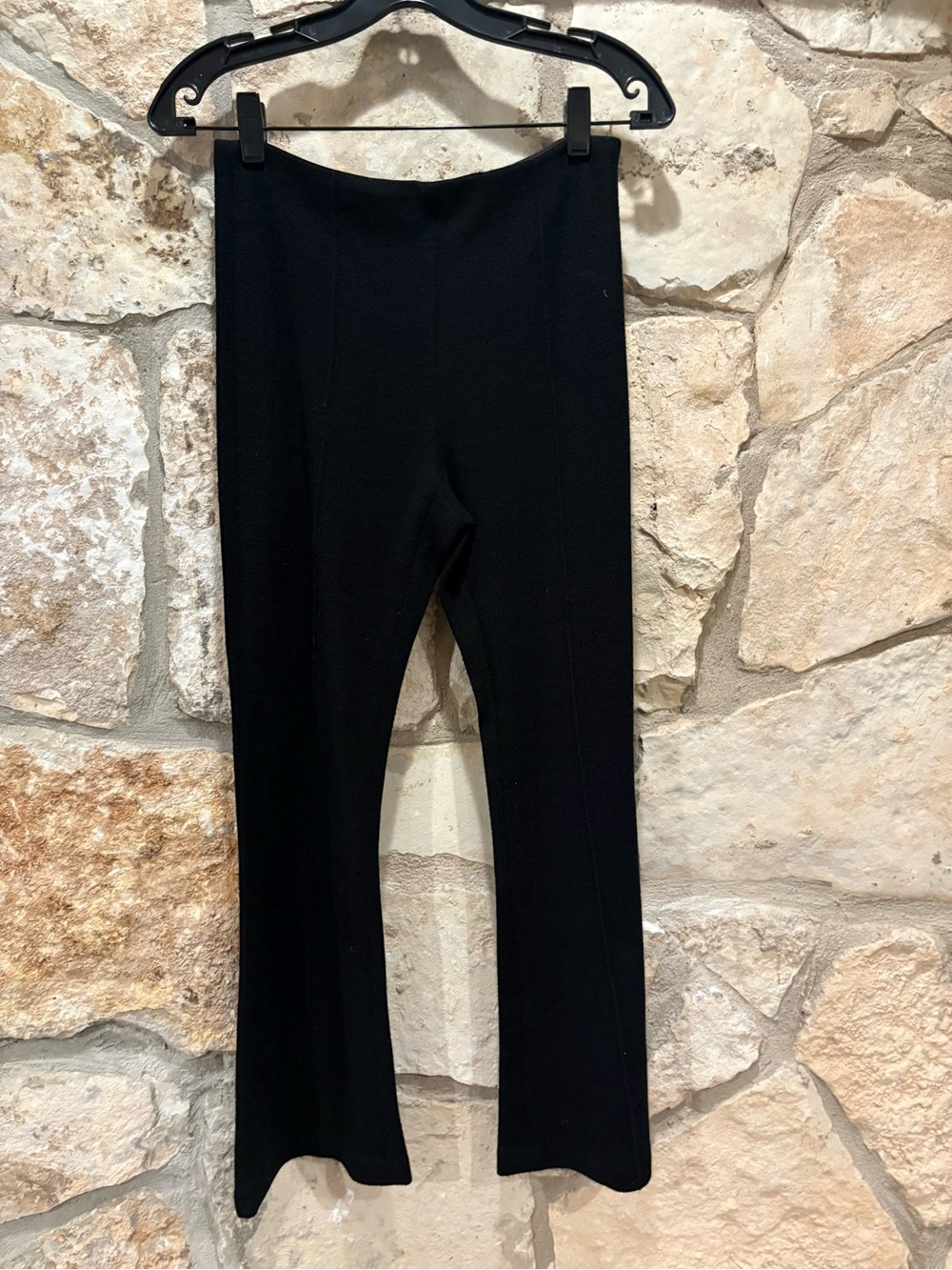 SMYTHE: Black Pull On High Waist Flare Pant with seams